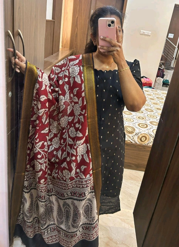 Slubsilk Kurti With Kalamkari Silk Dupatta  - Xxl