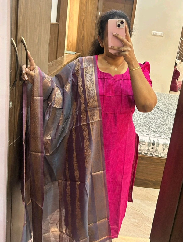 Slubsilk Kurti And Duppatta Xxl - Xxl