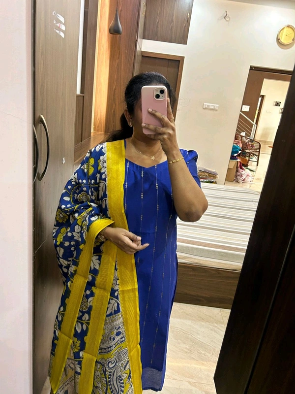 Royal Blue Kurti With Duppatta  - Xxl