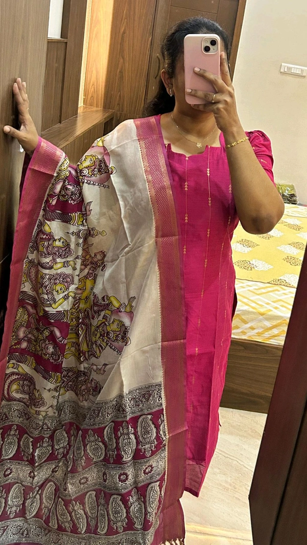 Pink Rawsilk Kurti  - L