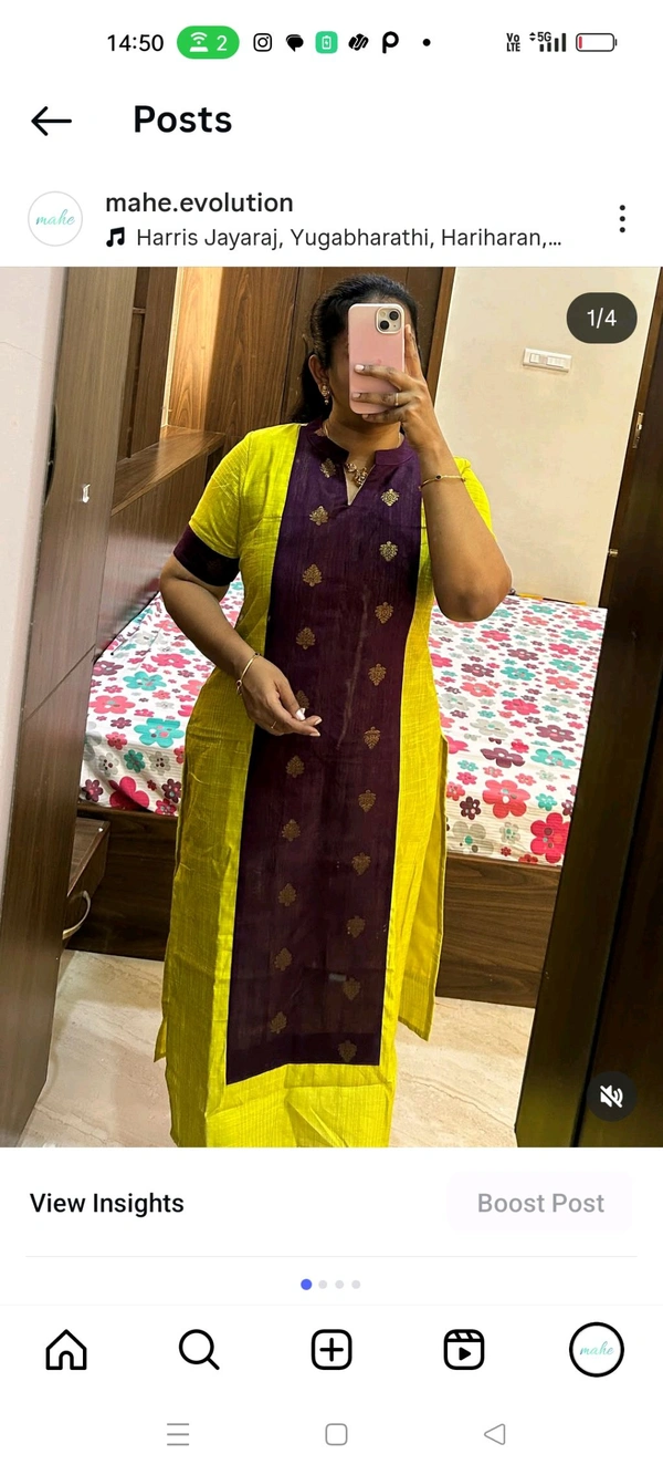 “Shaathvika” Plush Neon And Violet Kurta - XXL