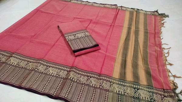 Raspberry Naraynpet Kurta With Dupatta  - S