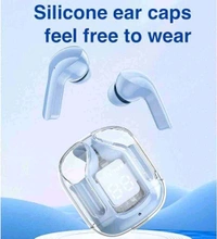 Global Ultra pods Wireless LED Digital Display Transparent Headset Bluetooth Headphones  - Silver, Free