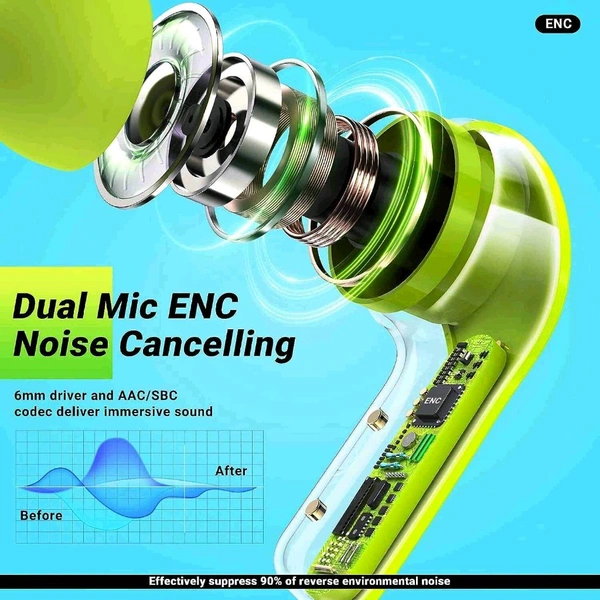 Bluetooth HeadsetUltra pods Wireless LED Digital Display Transparent Headset  - Free, Screamin' Green