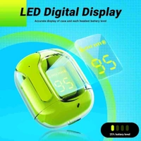 Bluetooth HeadsetUltra pods Wireless LED Digital Display Transparent Headset  - Free, Screamin' Green