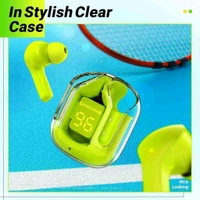 Bluetooth HeadsetUltra pods Wireless LED Digital Display Transparent Headset  - Free, Screamin' Green