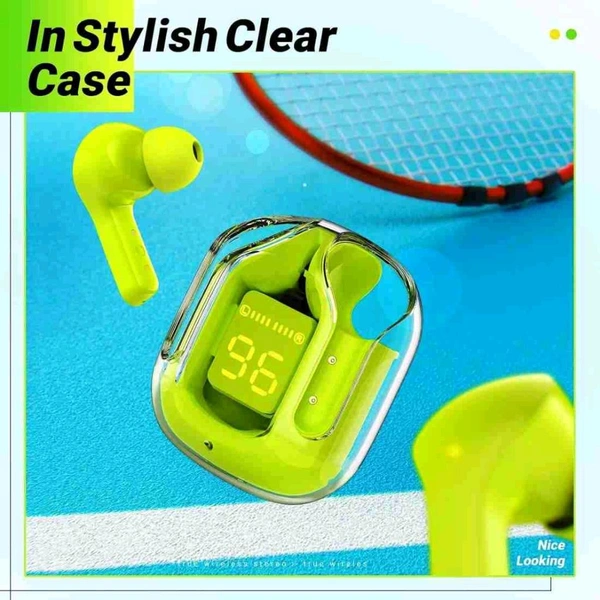 Bluetooth HeadsetUltra pods Wireless LED Digital Display Transparent Headset  - Free, Screamin' Green
