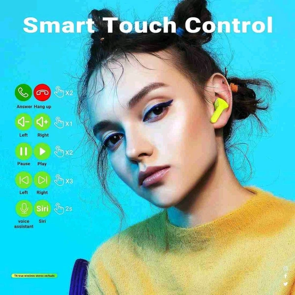 Bluetooth HeadsetUltra pods Wireless LED Digital Display Transparent Headset  - Free, Screamin' Green