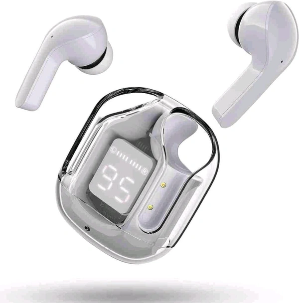 Ultra pods Wireless LED Digital Display Transparent Headset - Gray, Free