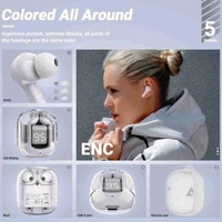 Ultra pods Wireless LED Digital Display Transparent Headset - Gray, Free