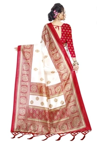 Self Design Paithani Art Silk Saree (White) - White, A To Z