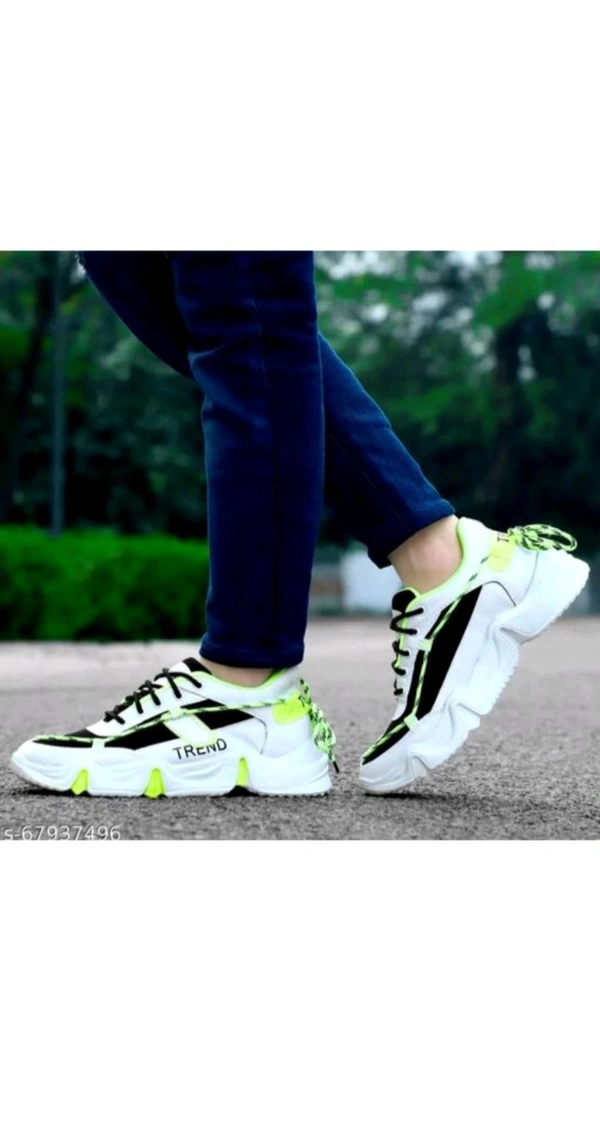 Boys Lace Running Shoes (Green) - Green, 6     7     8     9.    10