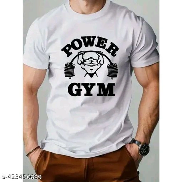 Gym Fitness Power Gym G500 Pure Cotton Men's Tshirt Comfort FitFabric - L