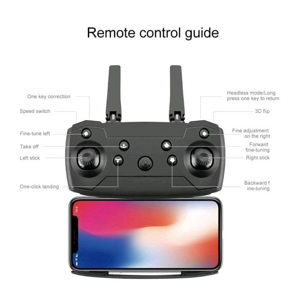 Foldable-Toy-Drone-with-HQ-WiFi-Camera-Remote-Control-for-Kids-Quadcopter-with-Gesture-Selfie-Flips-Bounce - Black