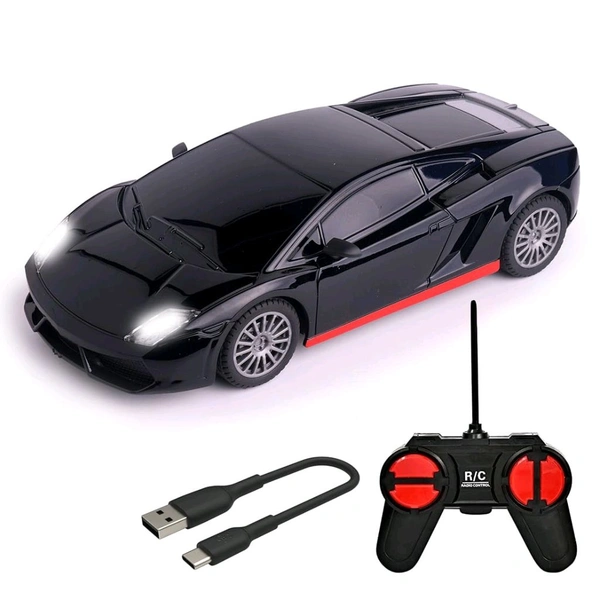 Wembley RC Car High Speed Mini 1:24 Scale USB Rechargeable Remote Control Car for Kids | Racing Car - Black & Red - Black
