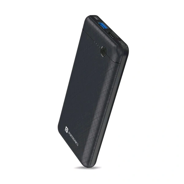 Portronics Power Brick II 10000 mAh,2.4A 12w Slim Power Bank with Dual USB Output Port for iPhone, Anrdoid & Other Devices.(Black) - Black