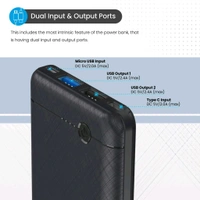 Portronics Power Brick II 10000 mAh,2.4A 12w Slim Power Bank with Dual USB Output Port for iPhone, Anrdoid & Other Devices.(Black) - Black