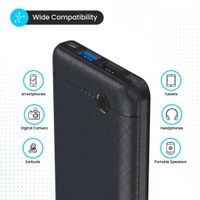 Portronics Power Brick II 10000 mAh,2.4A 12w Slim Power Bank with Dual USB Output Port for iPhone, Anrdoid & Other Devices.(Black) - Black