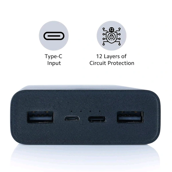Mi 10000mAH Li-Polymer, Micro-USB & Type C Input Port, Power Bank 3i with 18W Fast Charging - Black