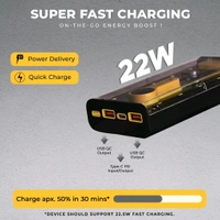 LAPCARE Bolt I 10000mAh Li-Polymer Transparent Design Power Bank with LED Indicator, Type C and 2 USB Ports, 22W Fast Charging, Dynamic Display, Smart Chip, Low Power Consumotion, Fast Power Bank