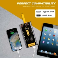 LAPCARE Bolt I 10000mAh Li-Polymer Transparent Design Power Bank with LED Indicator, Type C and 2 USB Ports, 22W Fast Charging, Dynamic Display, Smart Chip, Low Power Consumotion, Fast Power Bank