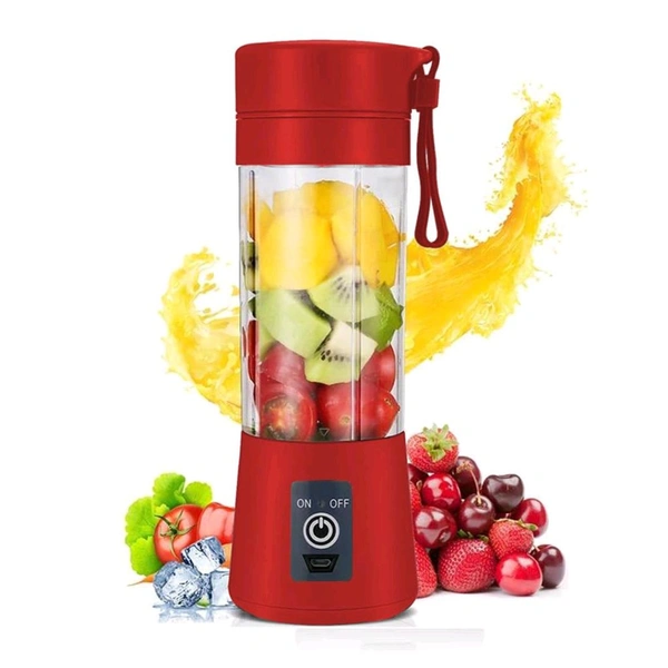 Electric Juicer 6 Blade Rechargable Portable USB Bottle Blender Shaker Juicer (Red)