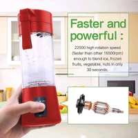 Electric Juicer 6 Blade Rechargable Portable USB Bottle Blender Shaker Juicer (Red)