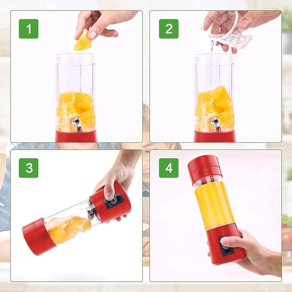 Electric Juicer 6 Blade Rechargable Portable USB Bottle Blender Shaker Juicer (Red)