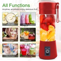 Electric Juicer 6 Blade Rechargable Portable USB Bottle Blender Shaker Juicer (Red)