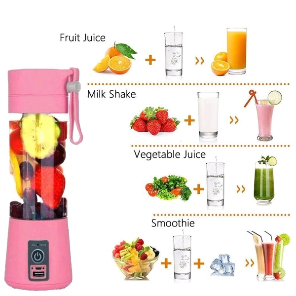 6 Blade Smoothie Maker & Portable Electric USB Juice Maker Bottle | Rechargeable Bottle for Home Office
