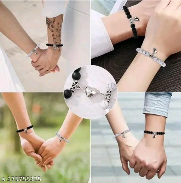 Bracelet Gifts Heart Shape Alloy Magnet Wristband Stone Beade II Couple Bracelet II Bracelet for Boys