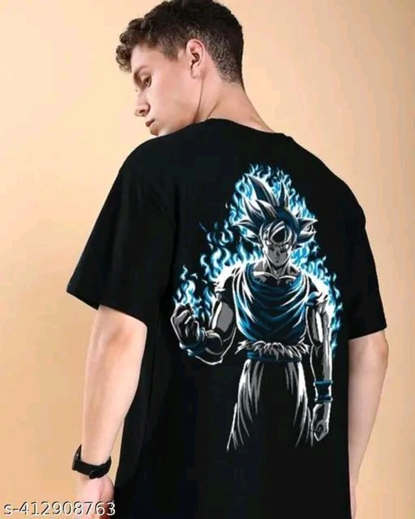 Comfy T-shirt Anime Black t-shirts with Back Print Design men's cotton oversize T shirt Best Seller - S