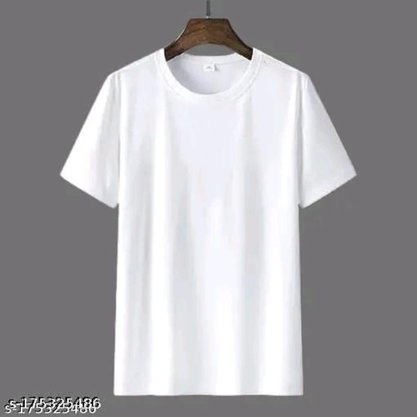Fancy Latest Men Polyester Tshirts - M, White