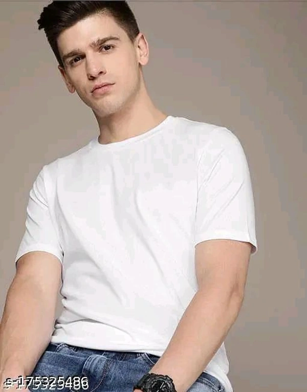 Fancy Latest Men Polyester Tshirts - M, White