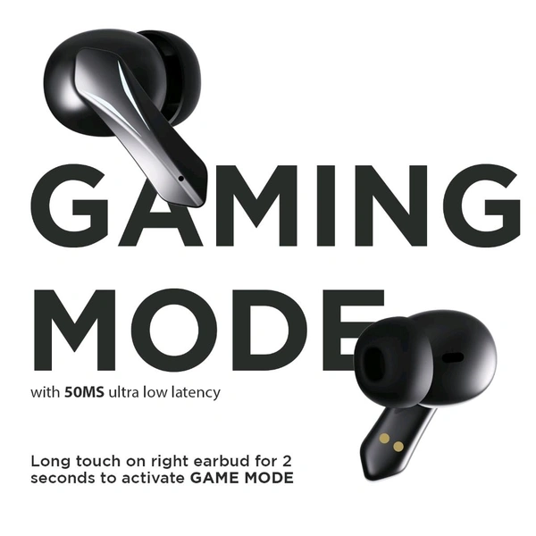 Riviera R010 Gaming TWS Earbuds, with 12 Hours Music Playtime, Bluetooth 5.0, Environmental Noise Cancellation, Type-C Fast Charging, 10mm Bass Drivers, IPX4 Sweat & Waterproof(Black)