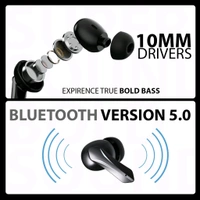 Riviera R010 Gaming TWS Earbuds, with 12 Hours Music Playtime, Bluetooth 5.0, Environmental Noise Cancellation, Type-C Fast Charging, 10mm Bass Drivers, IPX4 Sweat & Waterproof(Black)