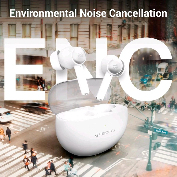ZEBRONICS New Launch Mist in-Ear Wireless Earbuds, with up-to 27 Hours Backup, Environmental Noise Cancellation (ENC), Gaming Mode, Touch Control, Voice Assistant Support, Splash Proof Design (White)