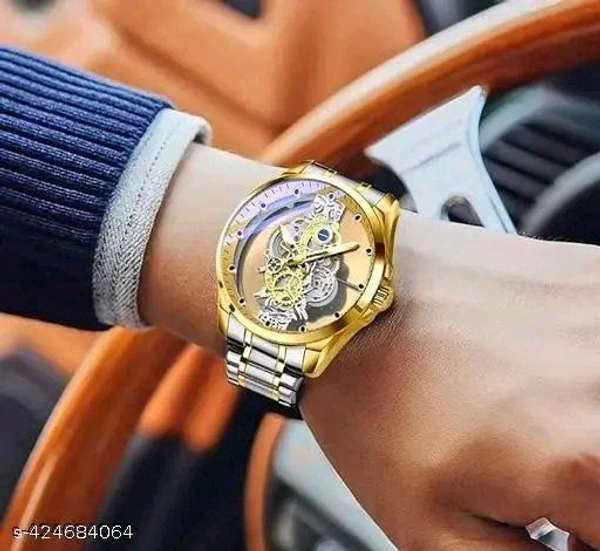 MTSH Transparent Body Analog Premium Watch  - Gold