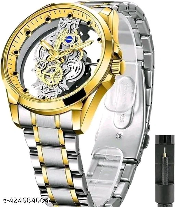 MTSH Transparent Body Analog Premium Watch  - Gold