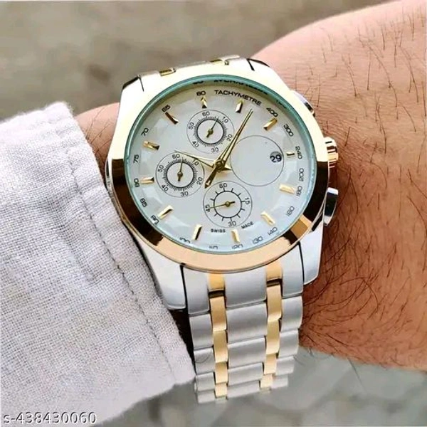 Metal Belt Date Analog Premium Watch ⌚ - Silver