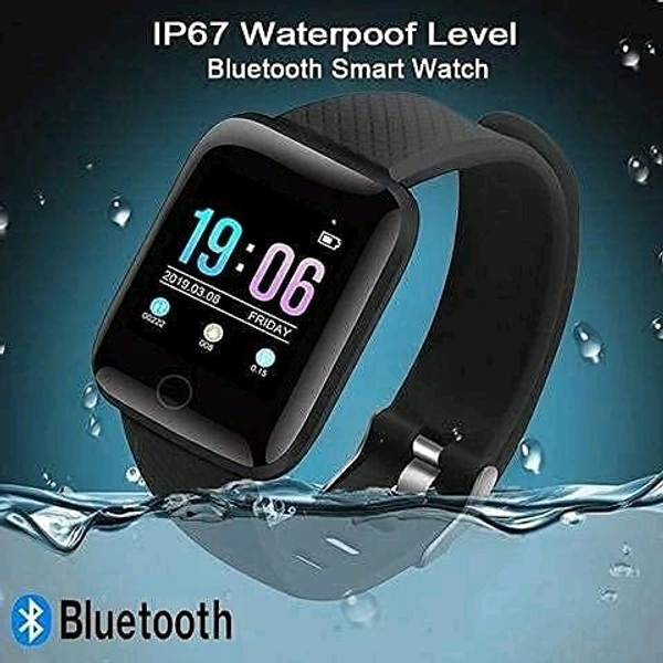 ID116 Smart Fitness Watch with Heart Rate, Sleep & Pedometer Monitoring, Feature-Rich Activity Tracker - Black
