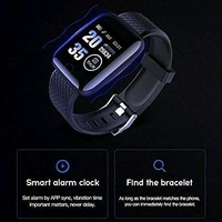 ID116 Smart Fitness Watch with Heart Rate, Sleep & Pedometer Monitoring, Feature-Rich Activity Tracker - Black