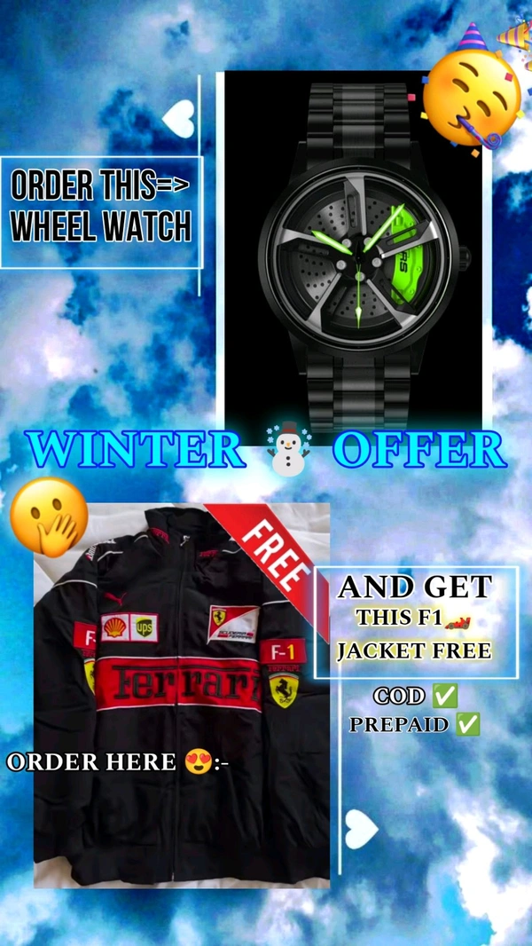 WINTER OFFER ☃️💨. FREE JACKET WITH WATCH  - Red, All Size Available. Order Now.