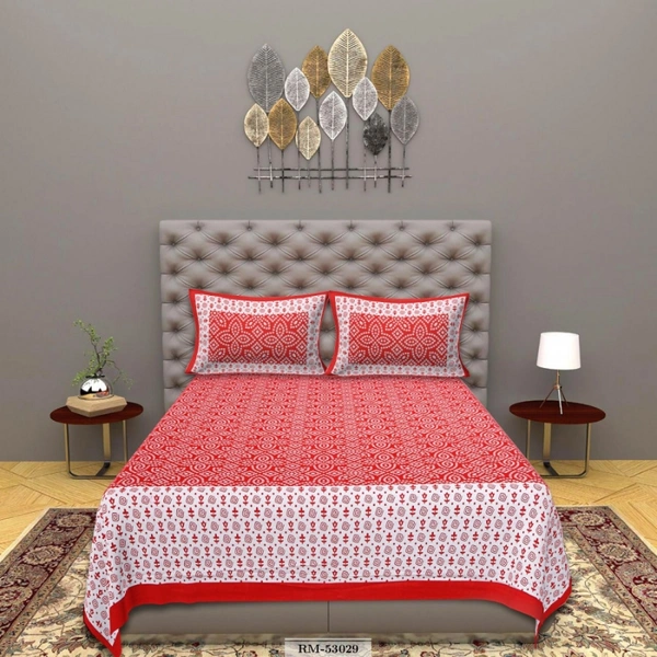 Cotton Dubole Bedsheets - Cotton Double Bedsheet with 2 Pillow CoversProduct code - RM-53029Cotton Double Bedsheet with 2 Pill, REMAl