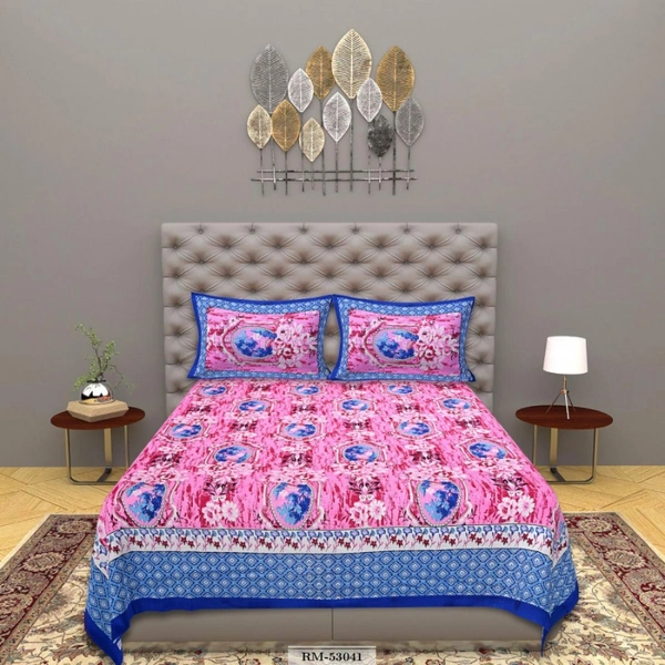 Cotton Double Bedsheet with 2 Pillow Covers - Cotton Double Bedsheet with 2 Pillow CoversProduct code - RM-53041Cotton Double Bedsheet with 2 Pill, rema