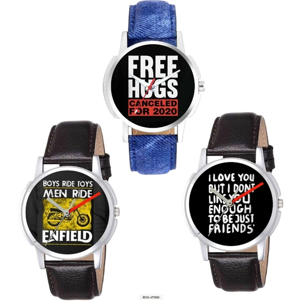 Trends Combo Watch Boy Leather Belt - Multi colors, Radius Today Trends Comb's of 3 Pcs Leather Strap Watch For Men's  Boy'sProduct code - RM-47050This , rmal