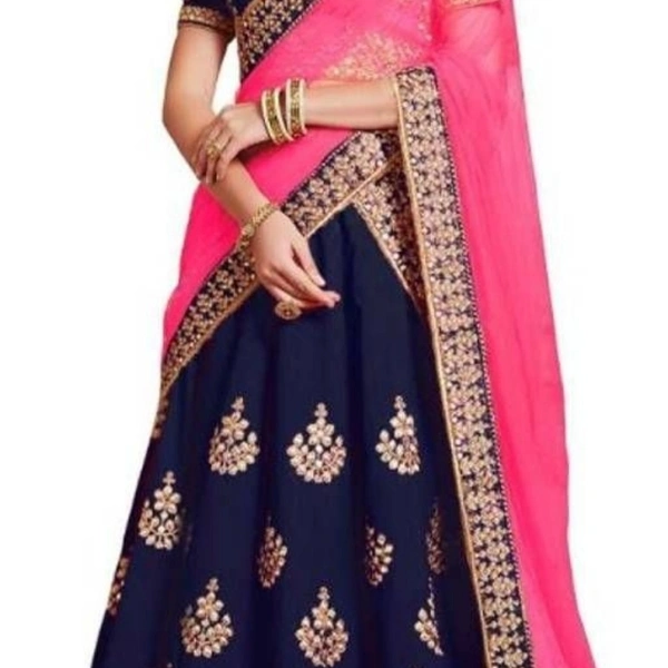 Self Ditched Semi Lehnga Choli Embroidery - Ramcrupa Creation Women's Self Design embroidered silk Semi Stitched Lehenga CholiWithin 7-11 busine, GLML