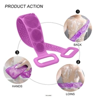 Slicon Boady Back Scruber, Dubble Side Bathing Brush Clean Massage,Belt For Shower - Free, Multi color, RMAL GMAL