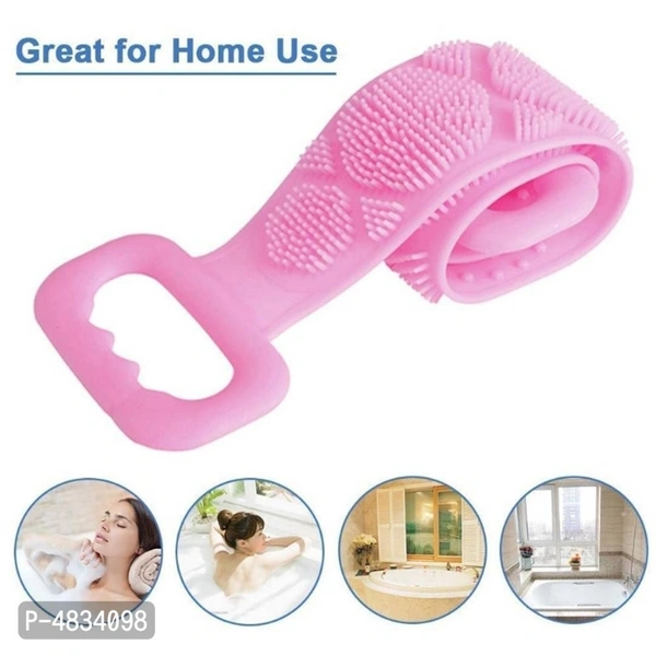 Slicon Boady Back Scruber, Dubble Side Bathing Brush Clean Massage,Belt For Shower - Free, Multi color, RMAL GMAL