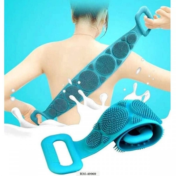 Slicon Boady Back Scruber, Dubble Side Bathing Brush Clean Massage,Belt For Shower - Free, Multi color, RMAL GMAL